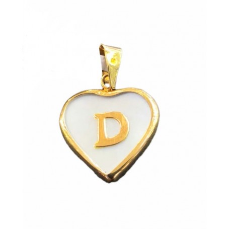Colgante Corazón Nacar - Oro Inicial Letra D