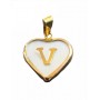 Colgante Corazón Nacar - Oro Inicial Letra V