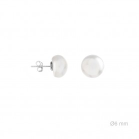 Pendientes de plata perla sintética 6 mm.
