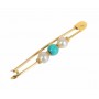 Broche Solapa Oro Imperdible Turquesa y Perlas