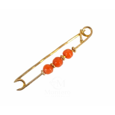 Broche Solapa Oro Imperdible Triple Coral