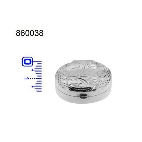 Caja Plata Pastillero Ovalado Labrado