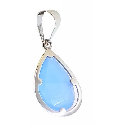 Colgante Oro Blanco Gota Piedra Azul