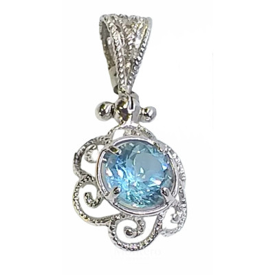 Colgante Oro Blanco Filigrana Piedra Azul