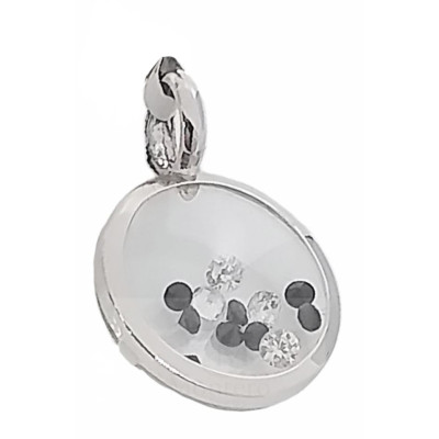 Colgante Oro Blanco Transparente Piedras con Movimiento