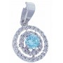 Colgante Oro Blanco Piedra Azul y Circonitas