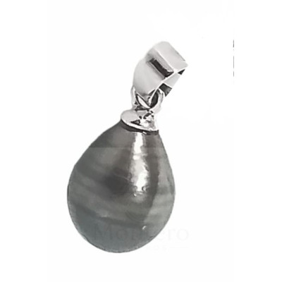 Colgante Oro Blanco Perla Gris Tahití