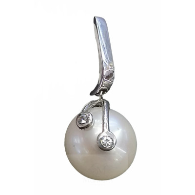 Colgante Oro Blanco Perla y Circonitas
