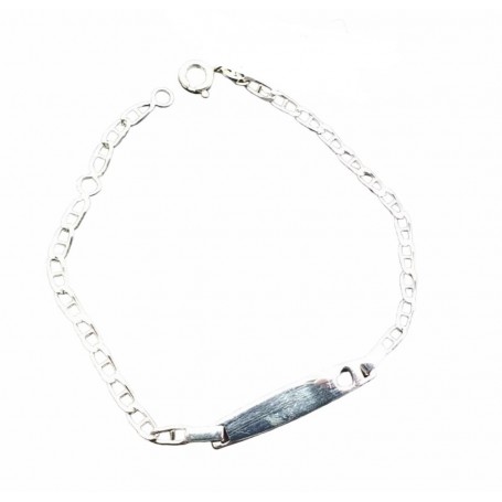 Pulsera Plata Esclava Chapa con Corazón para Grabar