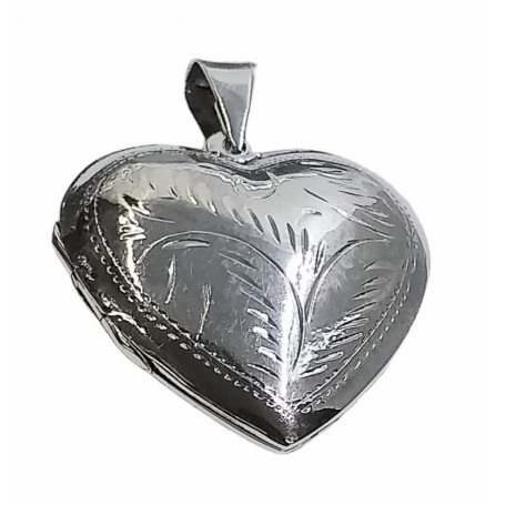 Colgante Plata Pastillero o Guardapelo Octogonal Grabado