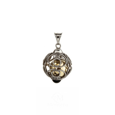 Colgante Llamador de Angeles Plata y Azabache
