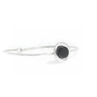Pulsera Brazalete Plata y Azabache
