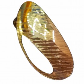 Colgante Oro Oval Concavo Grabado Lineal