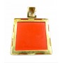Colgante Oro Cuadrado Coral Flor Circonitas - MONTERO JOYEROS