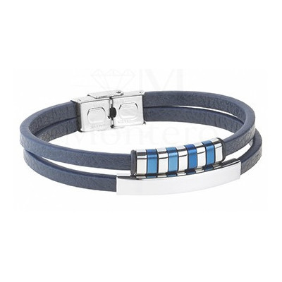 PULSERA DUWARD DE ACERO Y CUERO