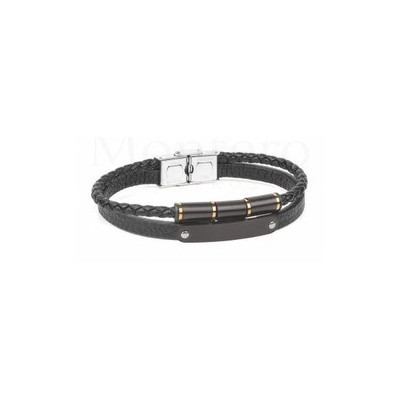 PULSERA DUWARD DE ACERO Y CUERO