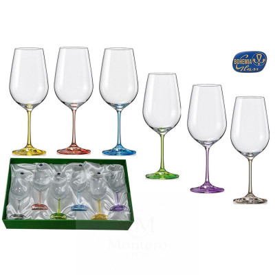 Set Cristal Bohemia 6 Copas Vino RAINBOW