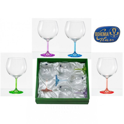 Set 4 Copas Bohemia Gin Tonic Color Rainbow 820ml.