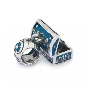 Colgante Abalorio Plata Zares Cofre Esmalte Azul