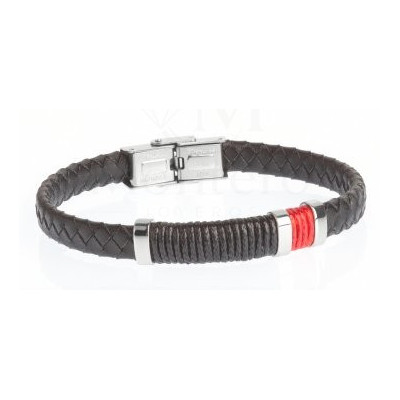 PULSERA DUWARD DE ACERO Y CUERO