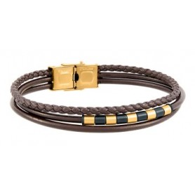 PULSERA DUWARD DE ACERO Y CUERO