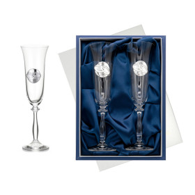 Set Copas Brindis Cristal Decorado Alianzas - Aniversario