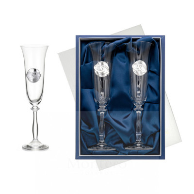 Set Copas Brindis Cristal Decorado Alianzas - Aniversario