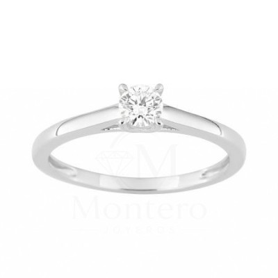 Sortija Oro Blanco 9kts. Diamante Laboratorio 0,25 ct.