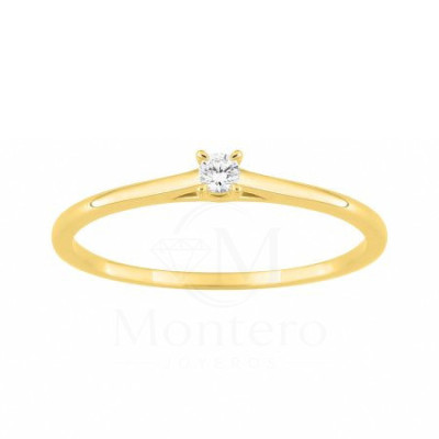 Sortija Oro 9kts. Diamante Laboratorio 0,05 ct - Montero Joyeros