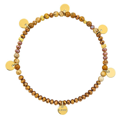 Pulsera Elastica Acero Dorado Ojo de Tigre