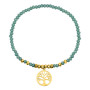 Pulsera Elastica Turquesa Sintetica Colgante Acero Dorado