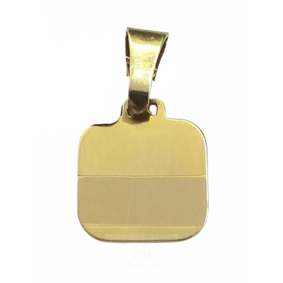 Colgante Oro Placa Cuadrada Mate Banda Brillo
