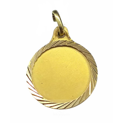 Colgante Oro Disco Mate Lapidado