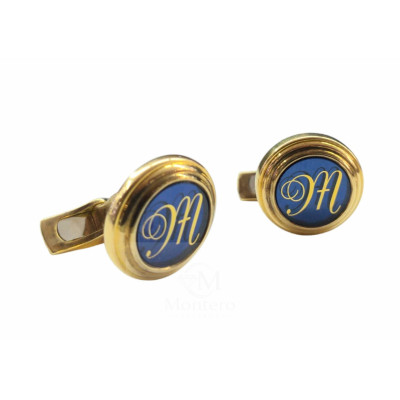 Gemelos Oro Zafiro Azul Inicial M