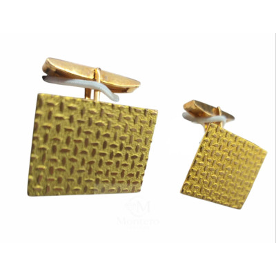 Gemelos Oro Rectangular