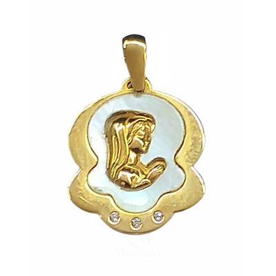 Medalla Oro y Nacar Virgen Niña