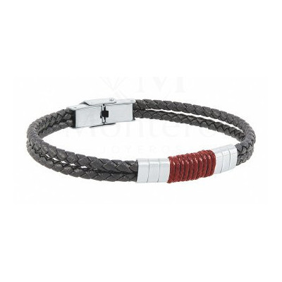 Pulsera de cuero y acero Duward
