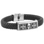 PULSERA DE CUERO Y ACERO PARA HOMBRE