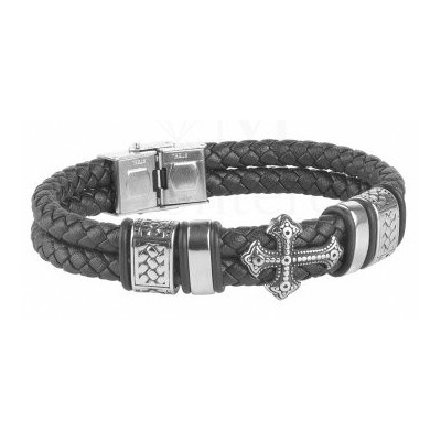 Pulsera de cuero y acero Duward