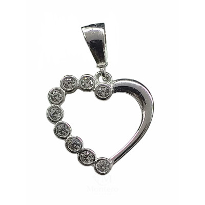 Colgante Oro Blanco Corazon Circonitas