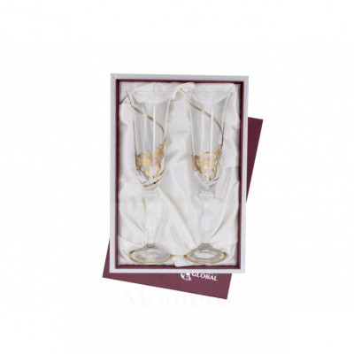 Set Copas Brindis Cristal Decorado Flor