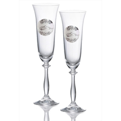 Set Copas Brindis Cristal Decorado Alianzas - Aniversario - Montero Regalos