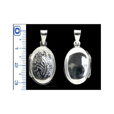 Colgante Plata Pastillero o Guardapelo Oval Labrado