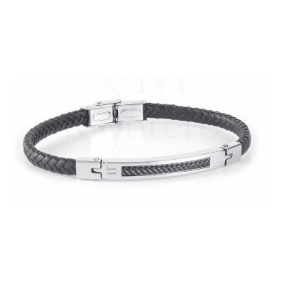 Pulsera de cuero y acero Duward