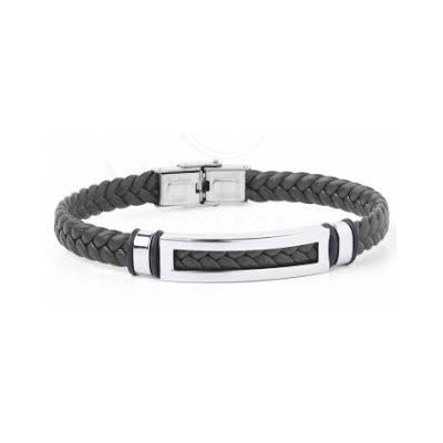Pulsera de cuero y acero Duward