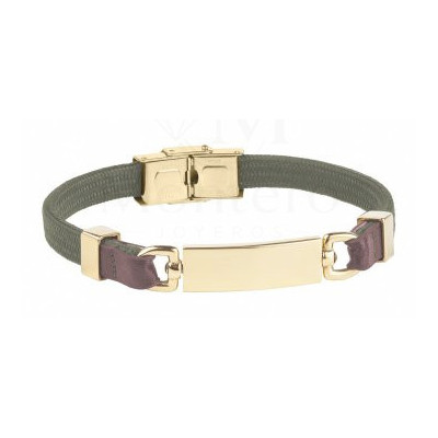 PULSERA DE CUERO Y ACERO PARA HOMBRE