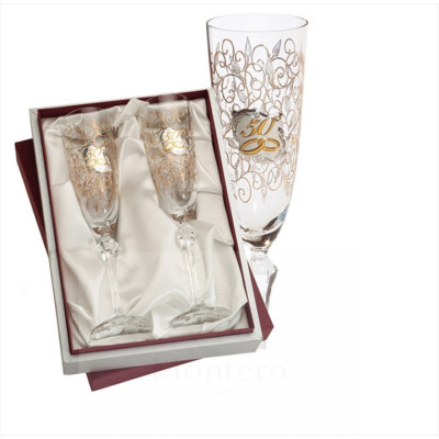 Set Copas Brindis Decorado Oro
