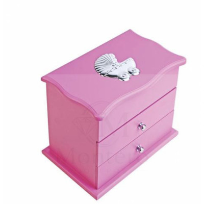 Joyero Cochecito Bebé Doble Cajon Rosa