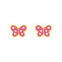 Pendientes Chapado Oro Mariposa Esmalte Rosa