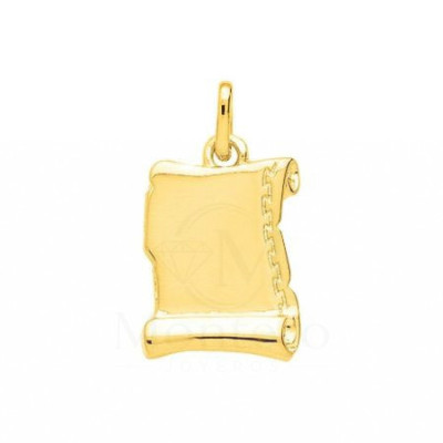 Colgante Placa Pergamino Chapada Oro